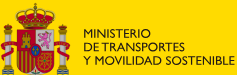 Banner del Ministerio de Transportes y Movilidad Sostenible en fondo amarillo